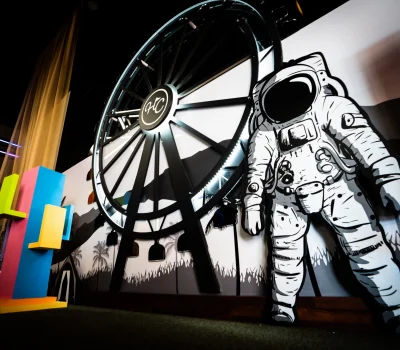 Hey Caddy space themed indoor mini golf course